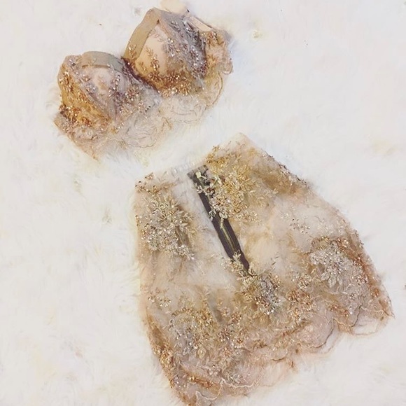 Two piece beaded skirt set